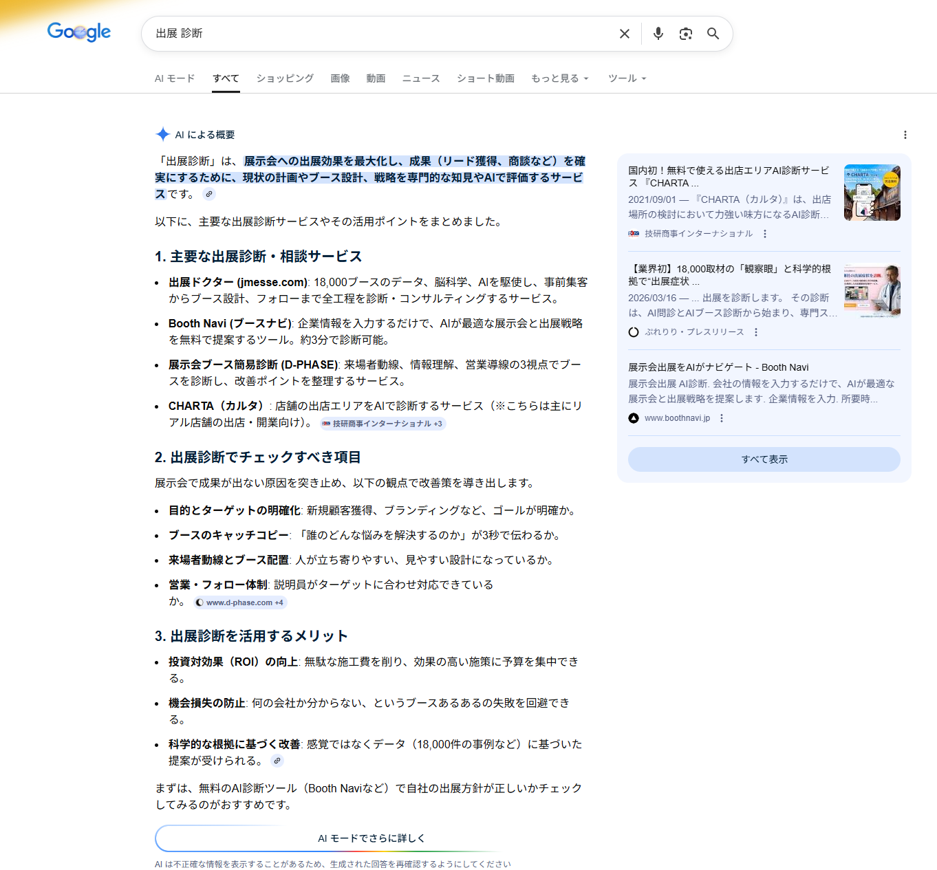 出展ドクター Google AIによる概要 スクリーンショット